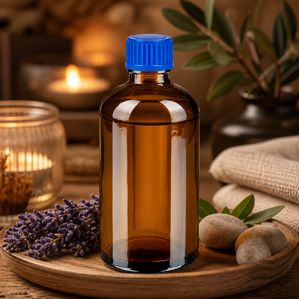100ml Flasche 11mm Schraubverschluss blau Standard BrownLine UT18/100 Kompakte Glasflasche 100ml mit mattblauem Deckel für professionelle Anwendungen