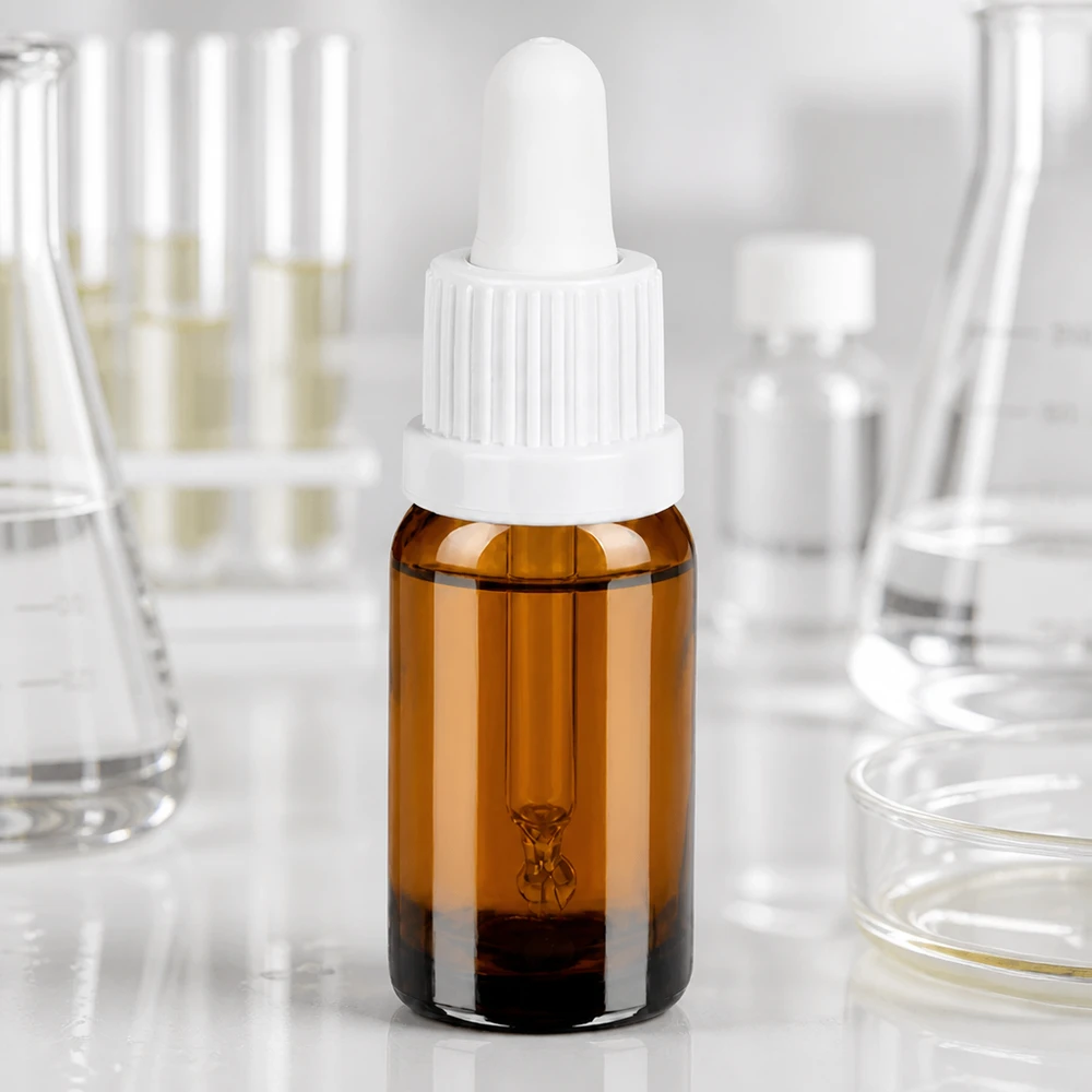 10ml Apothekerflasche aus braunem Glas mit weißer Pipette für professionelle Nutzung