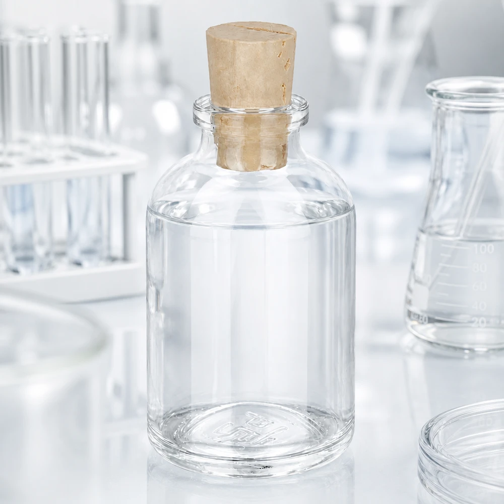 Flasche Klarglas 50ml mit Korken 11/14mm Rechteckige Klarglasflasche 50ml mit Korken 11/14mm für Labor und Apotheke
