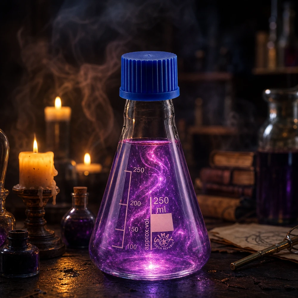 Erlenmeyerkolben 250ml mit blauer Polypropylen-Kappe - auslaufsicher und wiederverwendbar