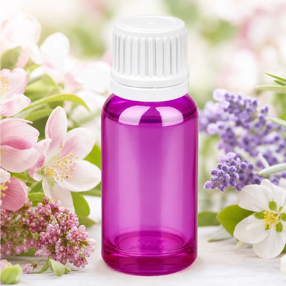 Violette 20ml Glasflasche mit weißem Verschluss ideal für DIY-Kosmetik und selbstgemachte Tinkturen
