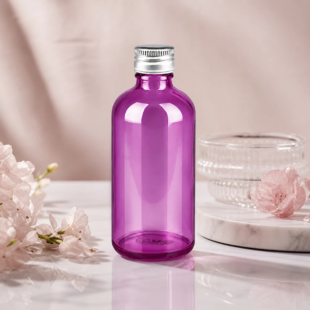 100ml Violettglas mit glatter Oberfläche ideal zum Etikettieren für eigene Kosmetikmarke