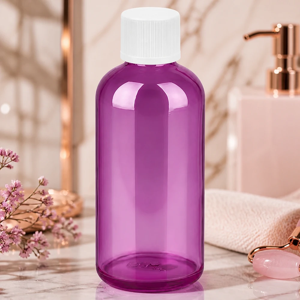 100ml Flasche 11mm Schraubverschluss weiß Standard Kindersicher PurpleLine. UT18/100 Kompakte violette 100ml Flasche mit präzisem 11mm Gewinde für professionelle Anwendungen