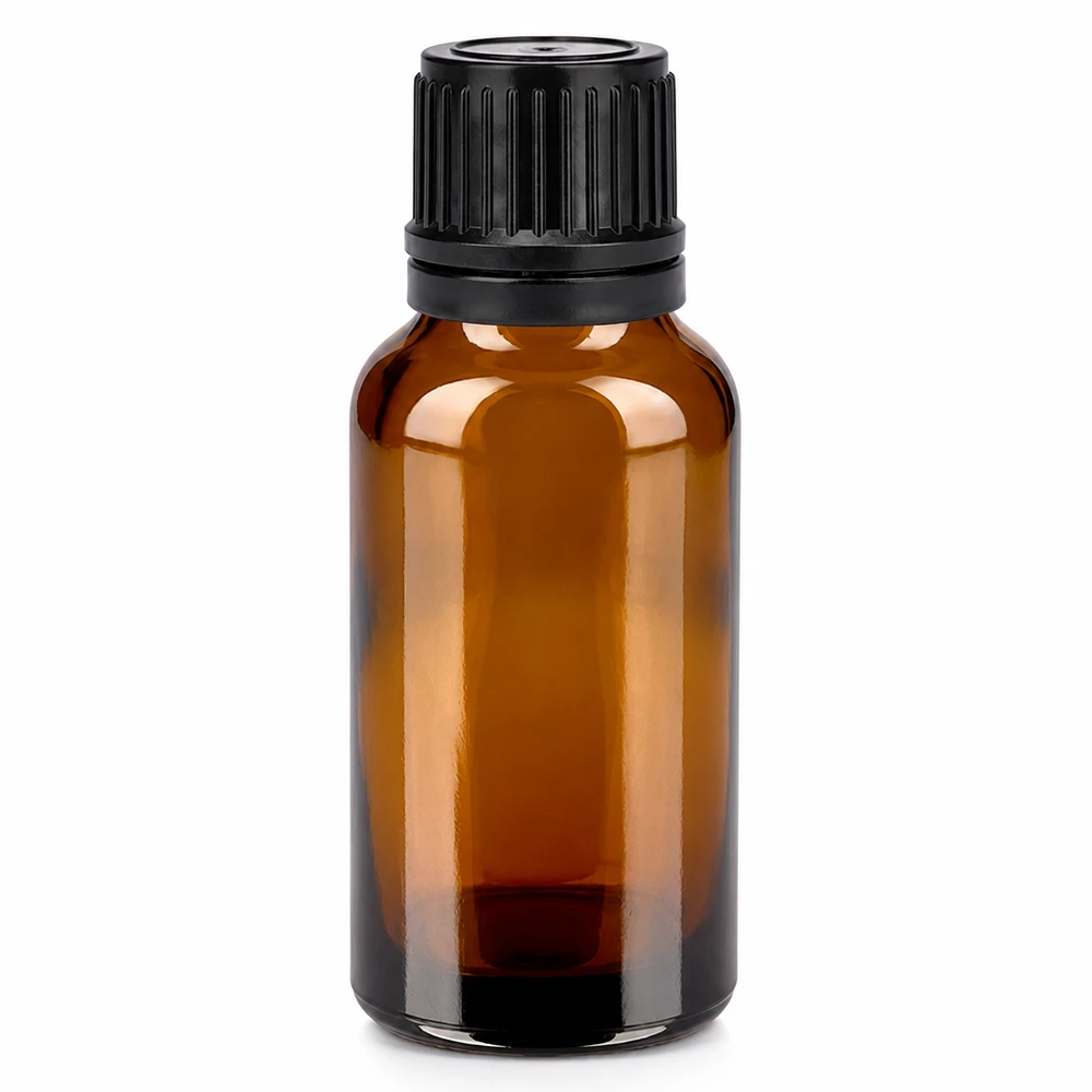20ml Flasche 11mm Schraubverschluss schwarz Originalitätsverschluss BrownLine UT18/20 20ml BrownLine Glasflasche mit schwarzem Verschluss für professionelle Kosmetik und Pharmazie