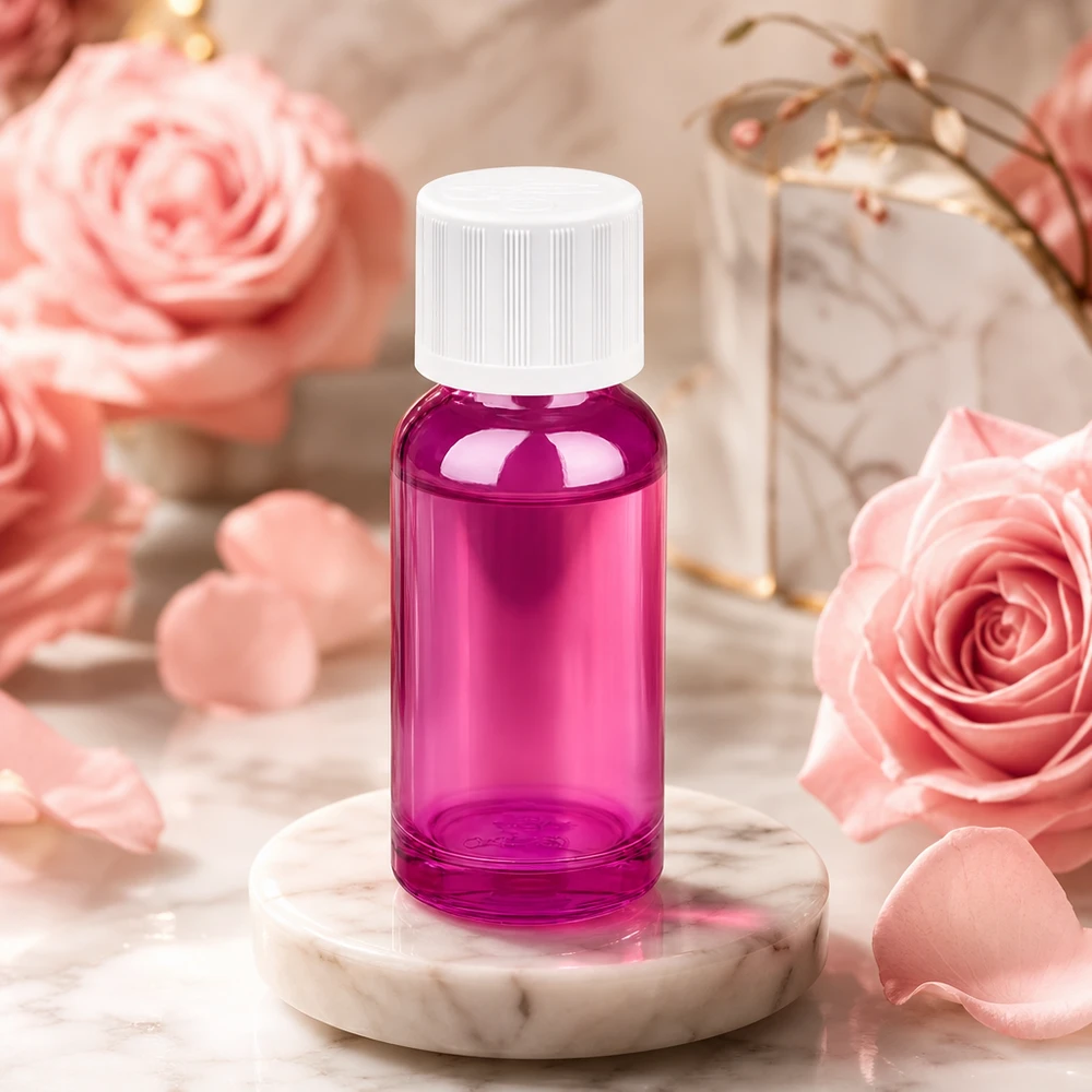 Robuste 20ml Glasflasche violett mit kindersicherem Deckel für sichere Aufbewahrung