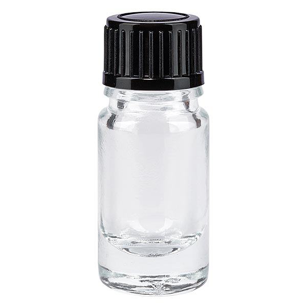 Apothekenflasche klar 5ml Tropfverschluss 1mm schwarz Standard Apothekenflasche klar 5ml Tropfverschluss 1mm schwarz Standard