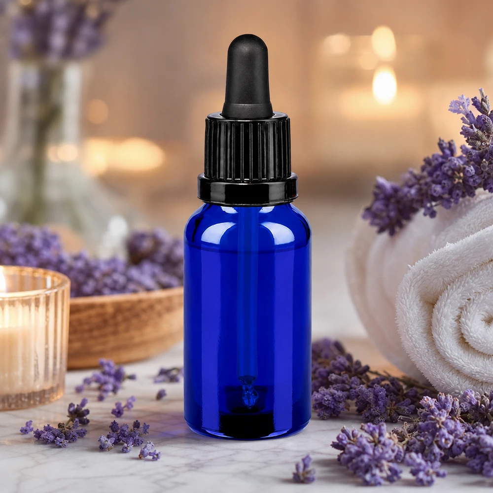 20ml Pipettenflasche BlueLine Serie - professionelle Laborqualität mit schwarzer Pipettenkappe