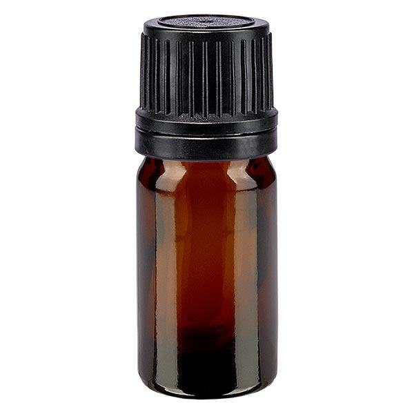 Apothekenflasche braun 5ml Tropfverschluss Giessring 1mm schwarz Originalitätsverschluss Apothekenflasche braun 5ml Tropfverschluss Giessring 1mm schwarz Originalitätsverschluss