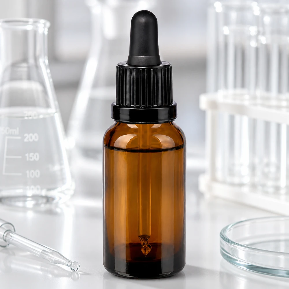 20ml Pipettenflasche schwarz Originalitätsverschluss BrownLine UT18/20 20ml BrownLine Glasflasche mit Pipettenverschluss für die sichere Aufbewahrung hochwertiger Öle und Seren