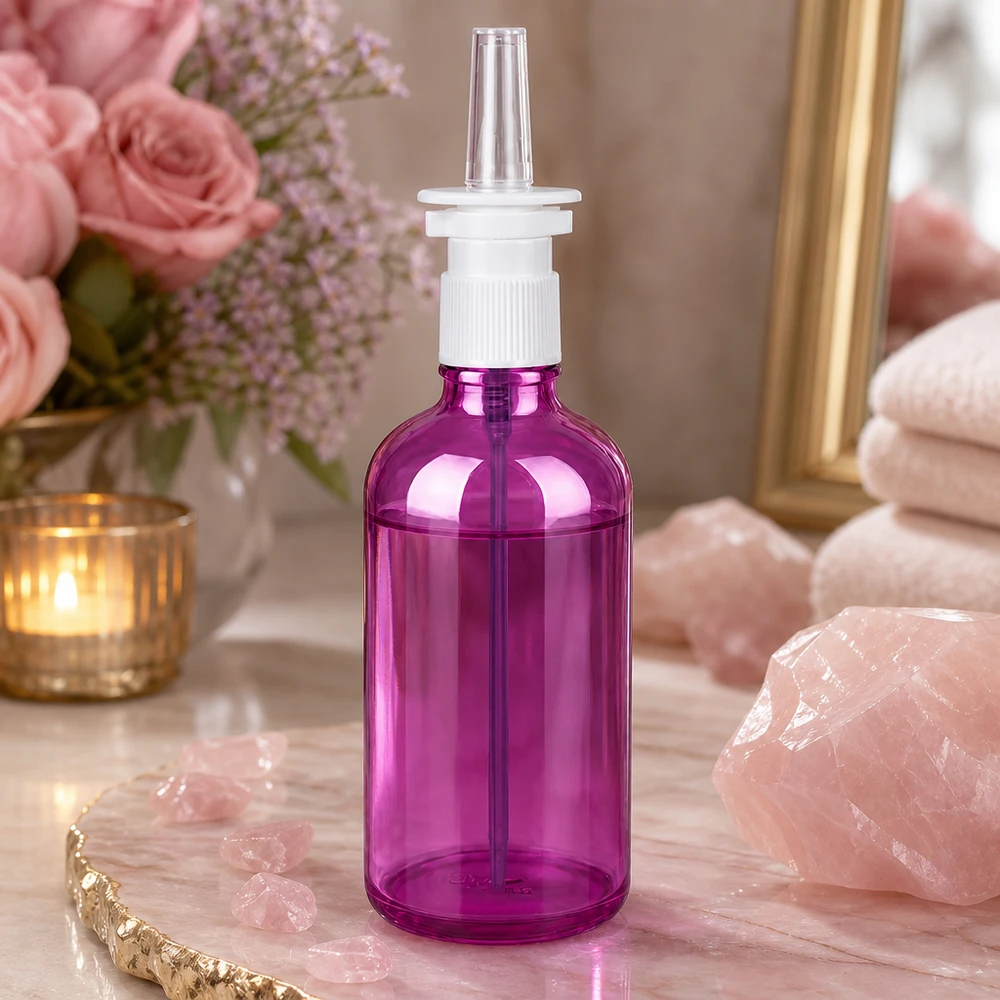 100ml Nasensprayflasche weiß/transparent Standard PurpleLine UT18/100 PurpleLine 100ml Medizinflasche mit Sprühfunktion in attraktivem Violett für therapeutische Lösungen