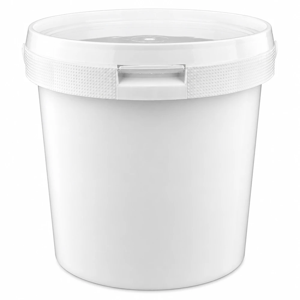 Kleiner weißer Eimer 2,5L aus PP-Kunststoff mit Deckel für Lagerung und Transport