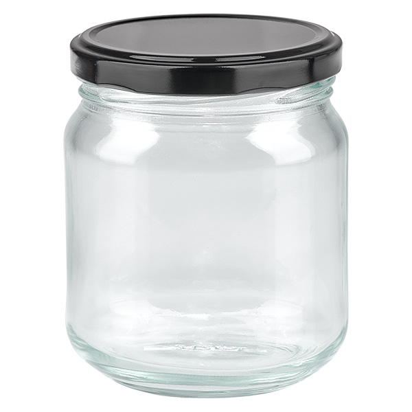 212ml Rundglas + BasicSeal Deckel schwarz TO63 UNiTWIST