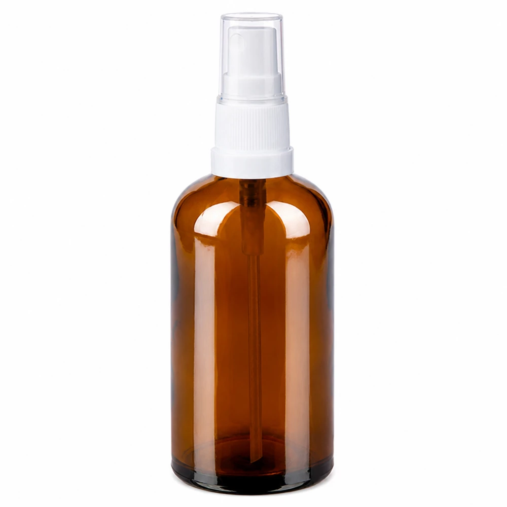 Kompakte braune Glasflasche 100ml mit Sprühpumpe perfekt für Gesichtswasser und Toner