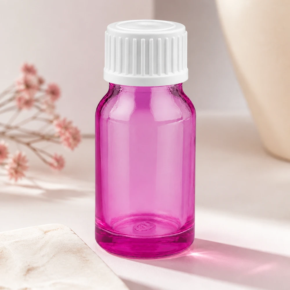 10ml Tropfflasche 0.9mm weiss Standard PurpleLine. UT18/10 Stilvolle violette Glasflasche 10ml mit ergonomischem Design und sicherem Tropfverschluss