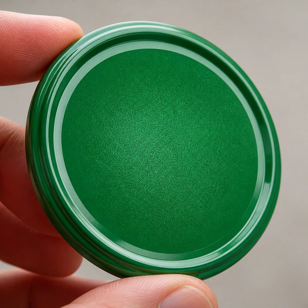 82mm BasicSeal Deckel grün (TO82) UNiTWIST Fingergriff an grünem Metalldeckel 82mm TO82 BasicSeal Einweckdeckel UNiTWIST