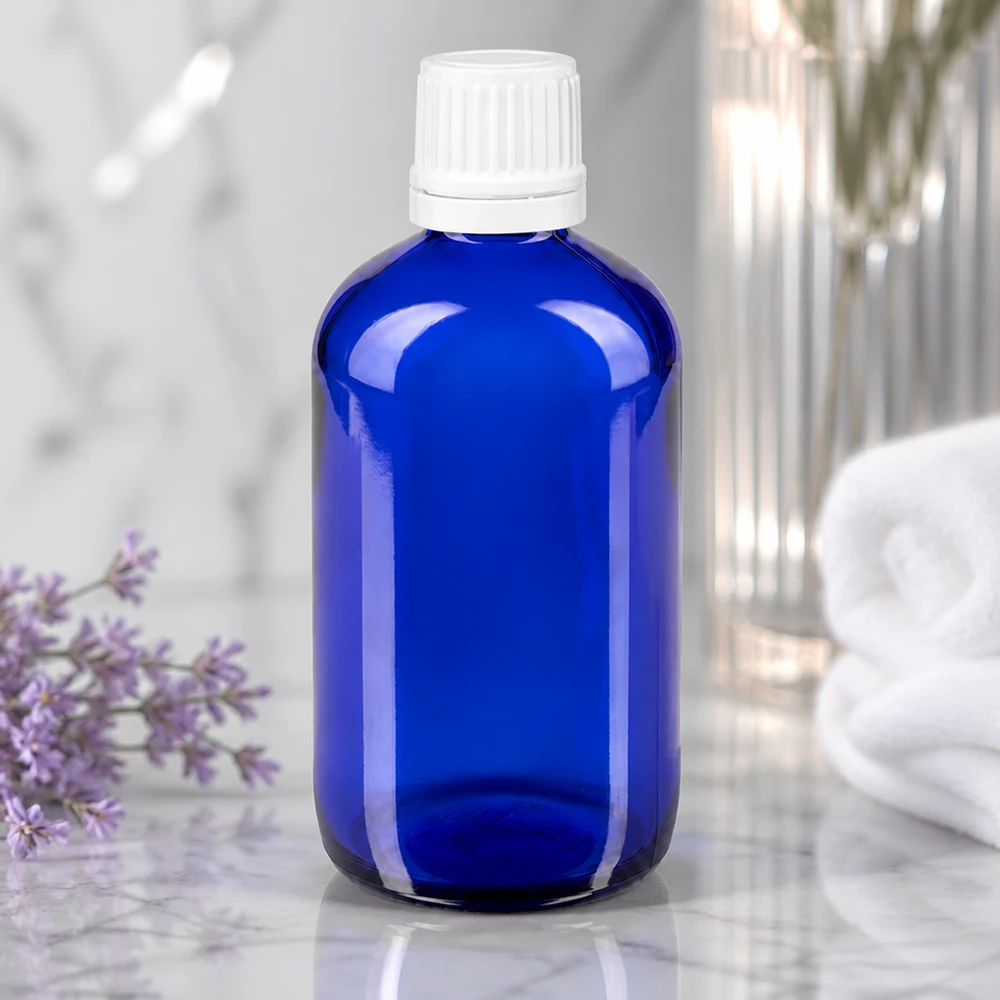 Pharmazeutische 20ml Blauglasflasche mit Tropfer und kindersicherem Weißverschluss