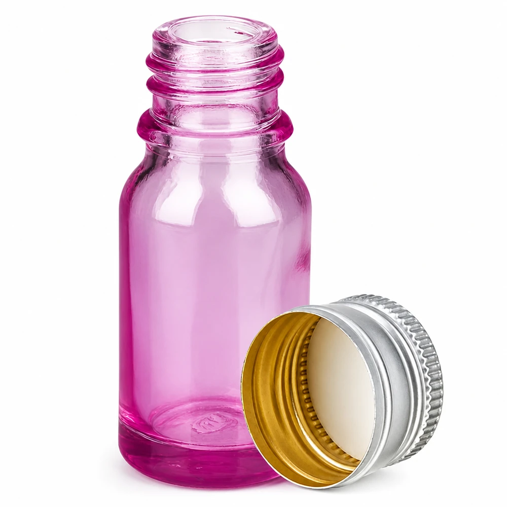 10ml Flasche 11mm Schraubverschluss Alu-Silberer Standard PurpleLine.UT18/10 10ml UV-Schutz Glasflasche in Pink mit auslaufsicherem Aluminium Schraubverschluss