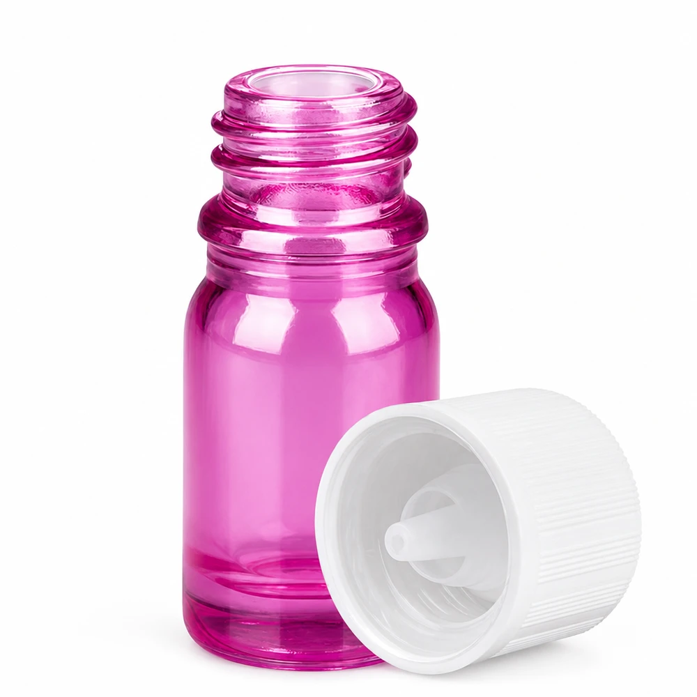 Kompakte 5ml Flasche in lila mit Tropfeinsatz für Labor und pharmazeutische Zwecke