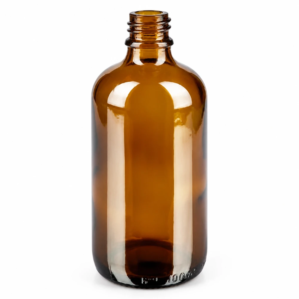 100ml Flasche 11mm Schraubverschluss weiß Standard BrownLine UT18/100 Premium 100ml Glasflasche in Bernsteinoptik mit professionellem Schraubverschluss für Wirkstoffe