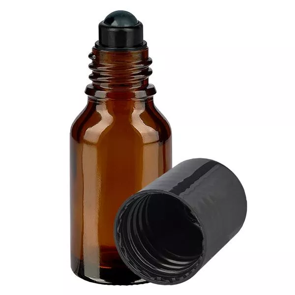 Apothekenflasche braun 15ml Roll-On Verschluss schwarz