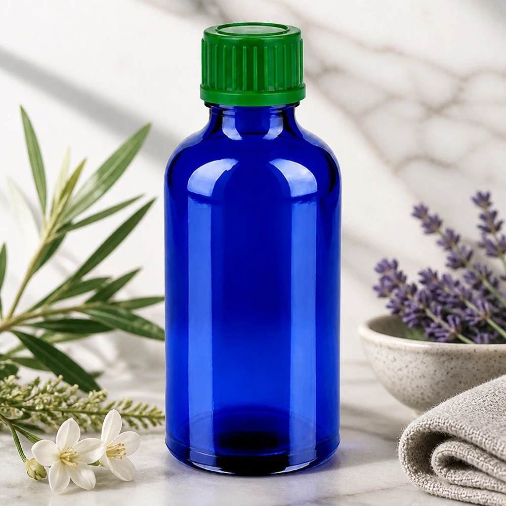 50ml blaue Vorratsflasche mit 18mm Verschluss ideal für Kräuterauszüge und Essenzen