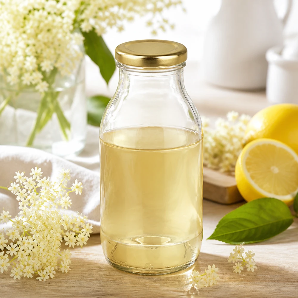 UNiTWIST 250ml Flasche aus Klarglas mit goldenem Deckel für hausgemachte Getränke