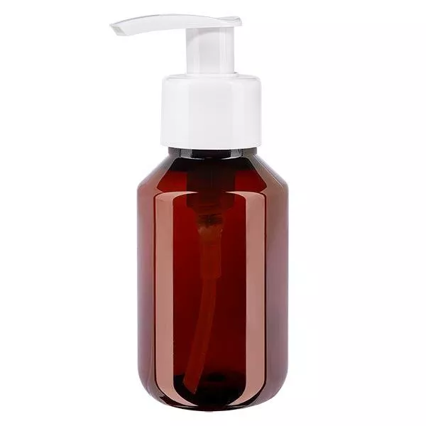 PET Flasche 100ml mit Dispenserpumpe weiß