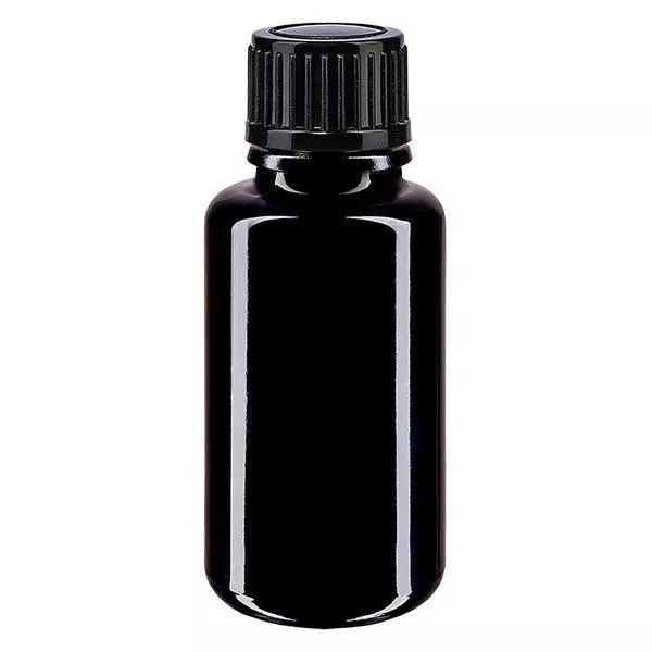 Apothekenflasche violett 20ml Schraubverschluss schwarz Standard