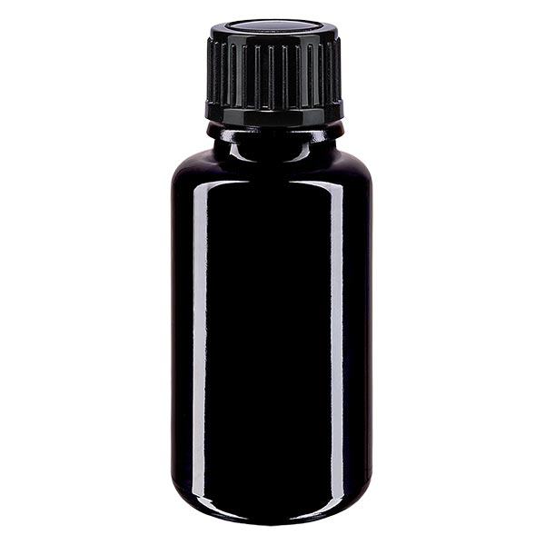 Apothekenflasche violett 20ml Schraubverschluss schwarz Standard