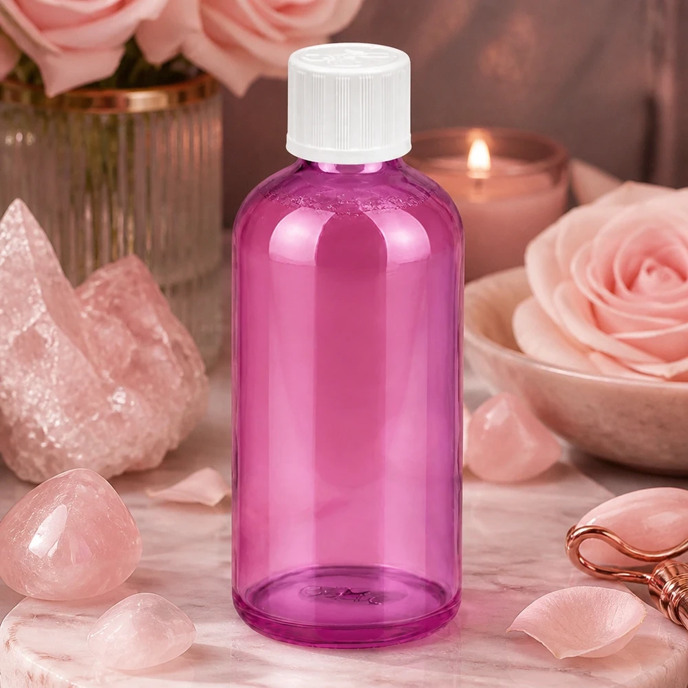 Praktische 100ml Dosierflasche aus Purple Glas mit 1,2mm Öffnung für nachfüllbare Produkte