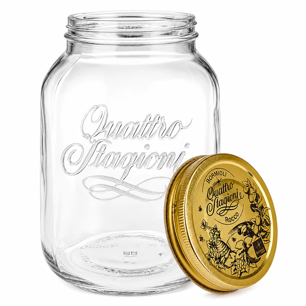 3000ml Rundglas "Quattro Stagioni" mit Deckel Quattro Stagioni 3000ml Einmachglas mit abnehmbarem Deckel und italienischer Prägung für Konservierung