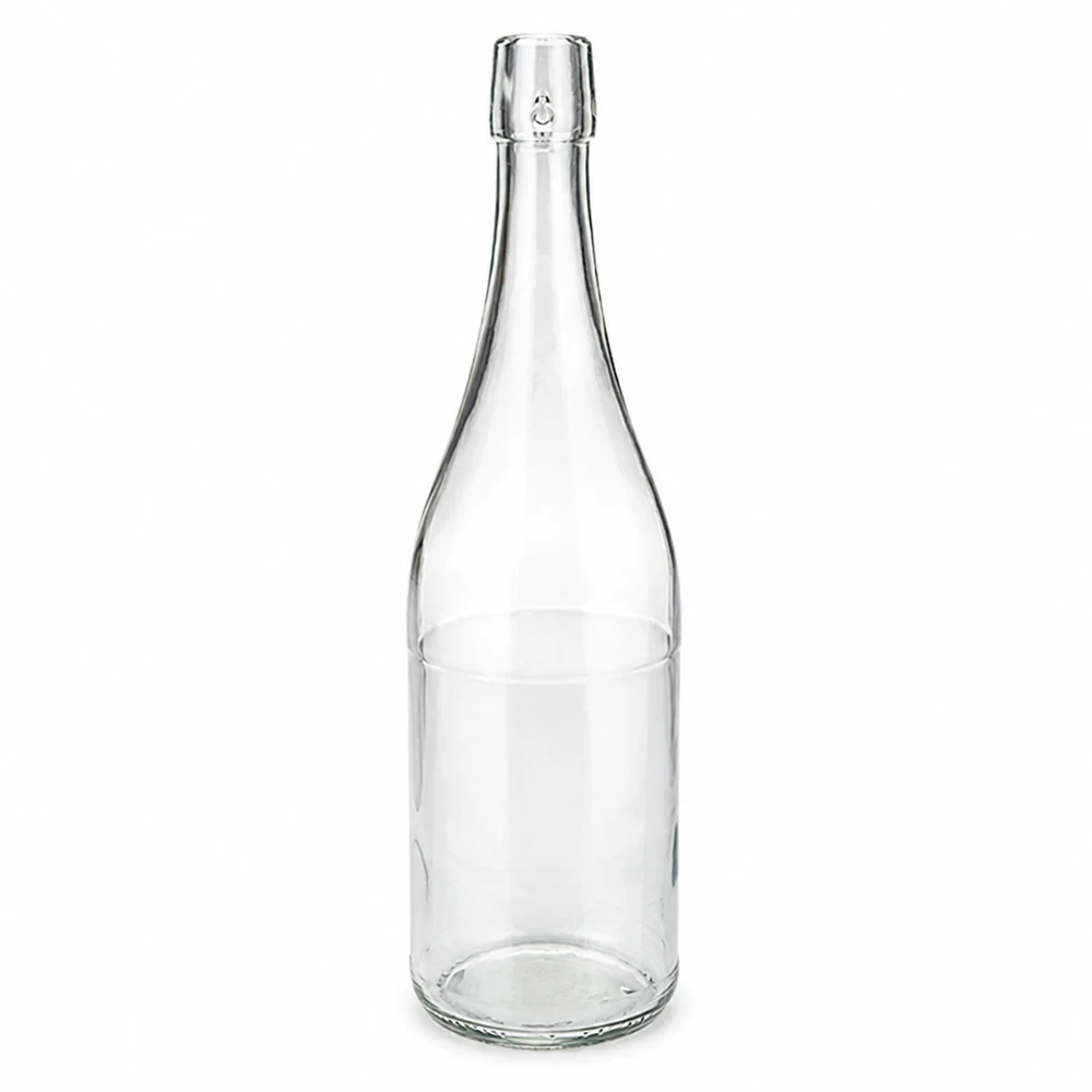 750ml Glasflasche ohne Bügelverschluss UNiTWIST® 750ml Glasflasche transparent ohne Bügelverschluss UNiTWIST leer auf weißem Hintergrund Produktfoto 1