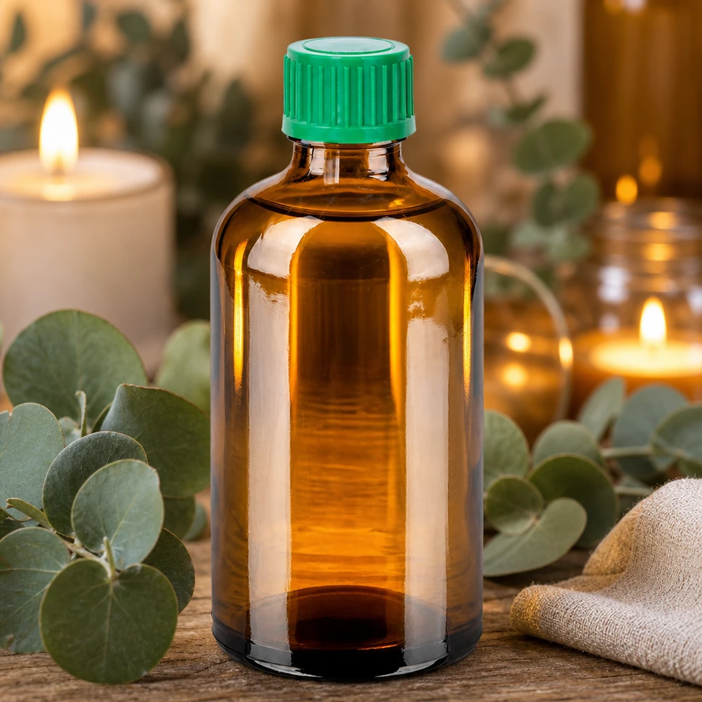 100ml Flasche 11mm Schraubverschluss grün Originalitätsverschluss BrownLine UT18/100 Premium Braunglasflasche 100ml mit 11mm Öffnung ideal für Wellness und Entspannung
