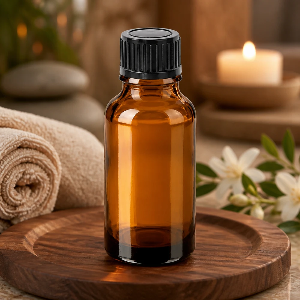 Vielseitige 20ml Glasflasche in warmer Bernsteinfarbe mit zuverlässigem Standardgewinde