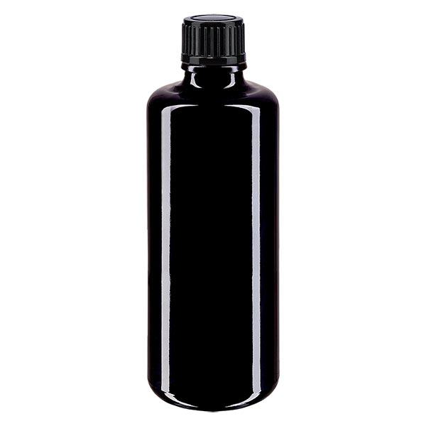 Apothekenflasche violett 100ml Tropfverschluss 1mm schwarz Standard