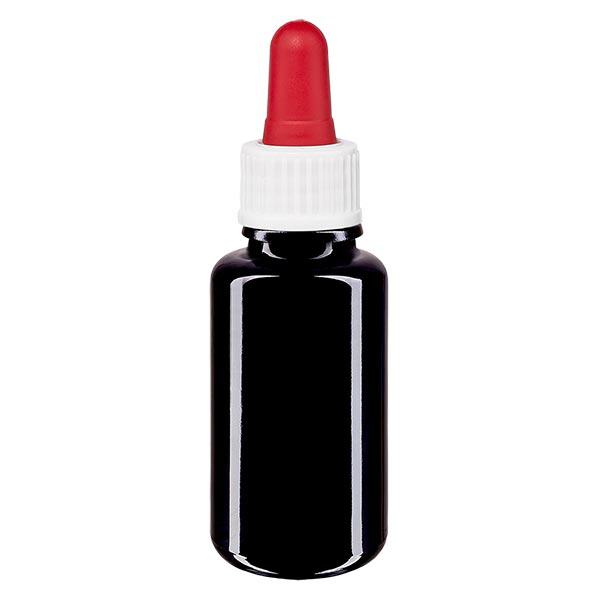 Apothekenflasche violett 20ml Pipette weiß/rot Standard Apothekenflasche violett 20ml Pipette weiß/rot Standard
