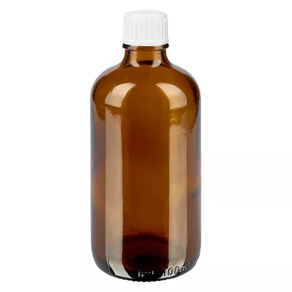 Apothekenflasche braun 100ml Schraubverschluss weiß Globuli Standard