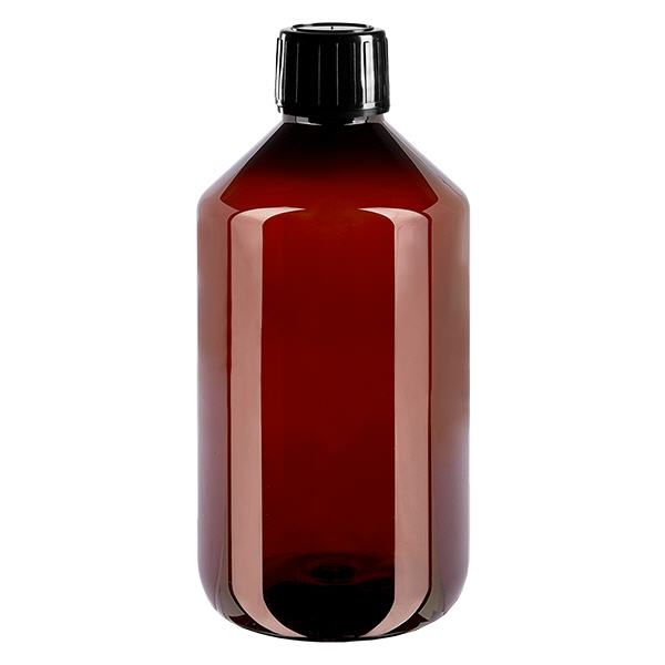 PET Flasche 500ml mit schwarzem Spritzverschluss Originalitätsverschluss