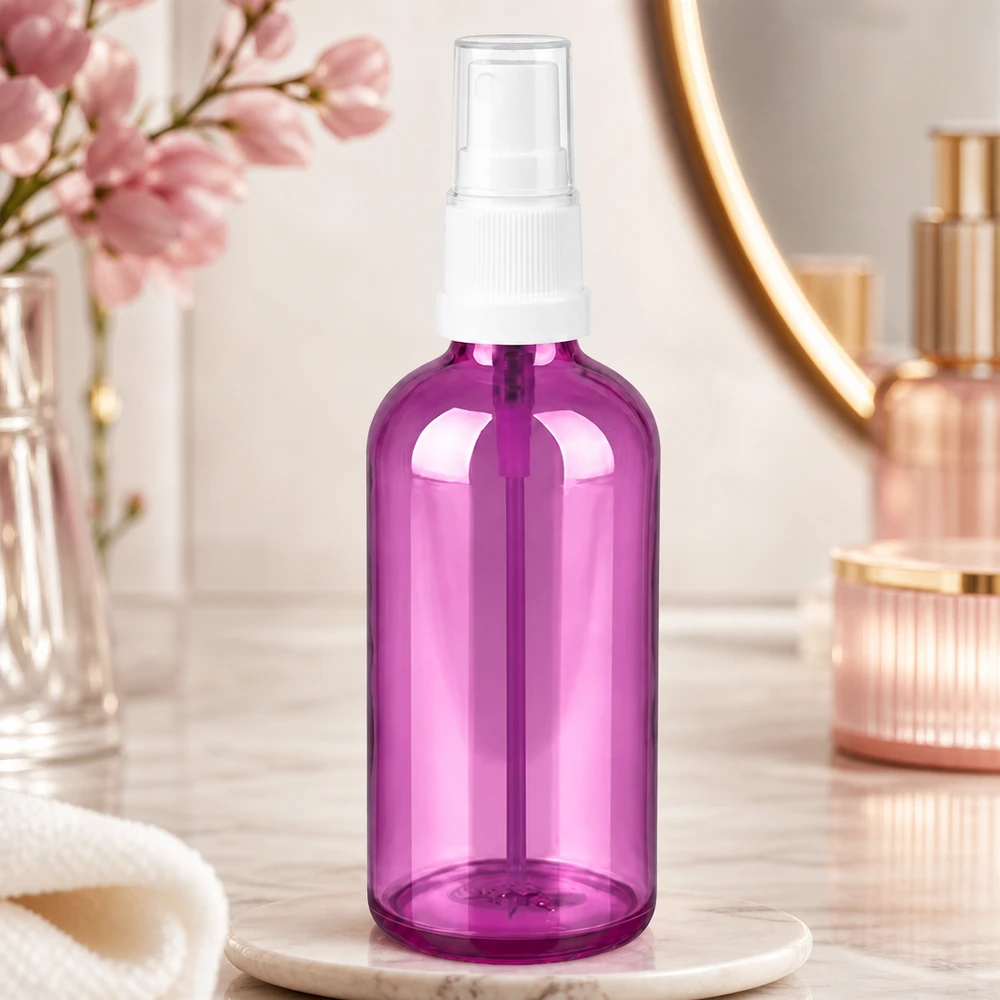 Robuste 100ml Spritzflasche mit auslaufsicherem Verschluss in modernem Purple Design
