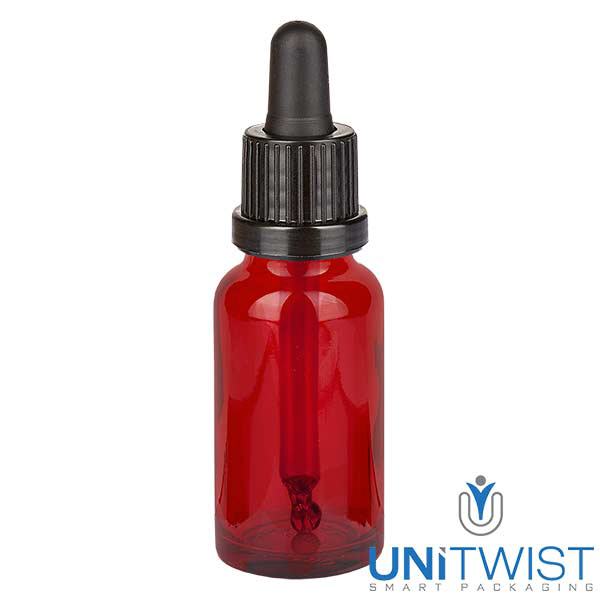 Apothekenflasche braun 30ml Pipette weiß/rot Standard Apothekenflasche braun 30ml Pipette weiß/rot Standard