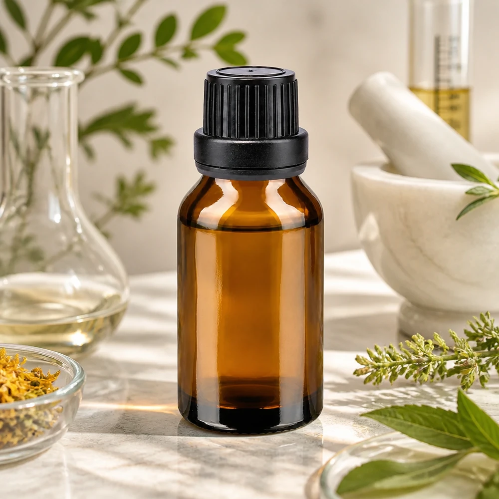 Lichtgeschützte Braunglasflasche 15ml mit Schraubverschluss für Aromatherapie und Naturheilkunde