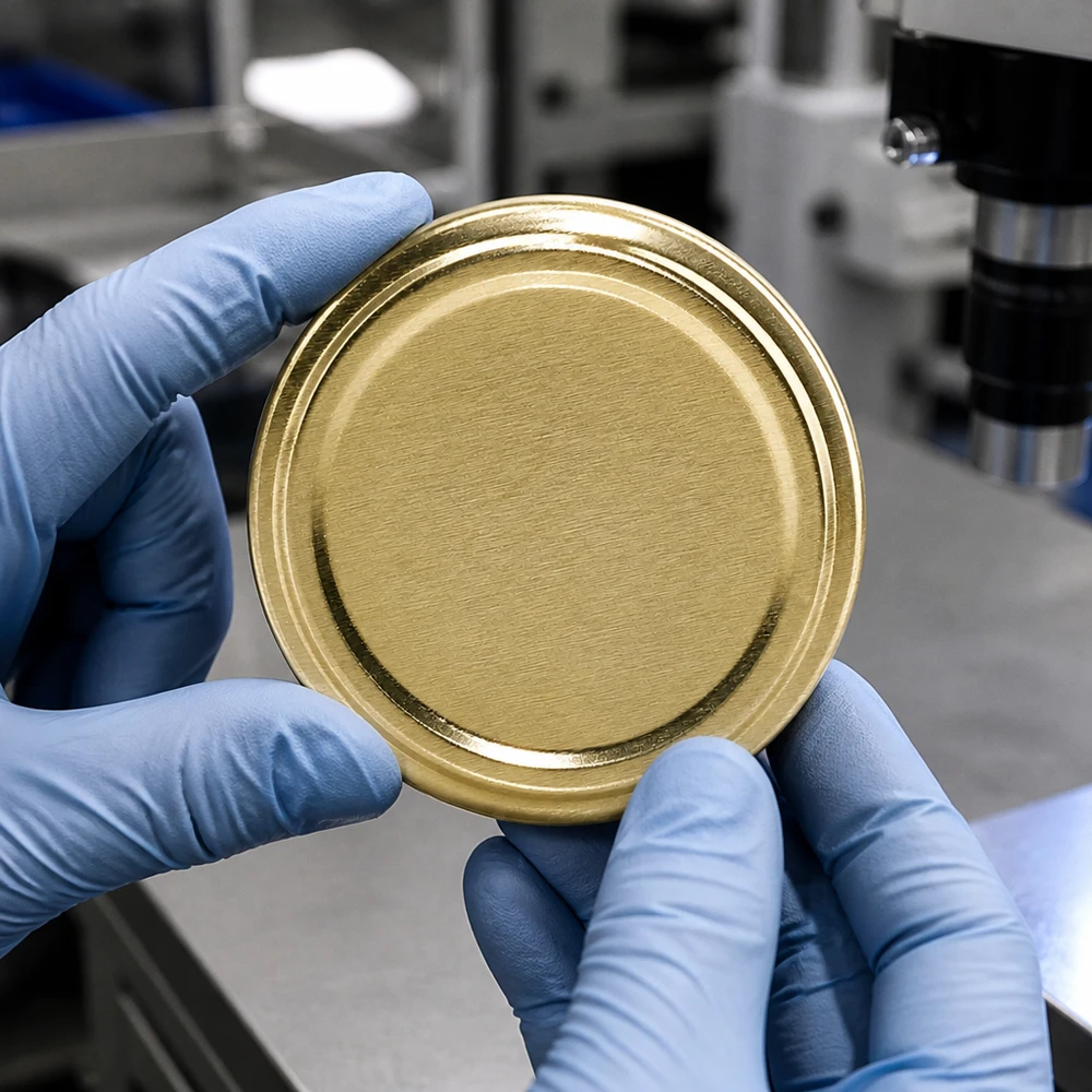 Industrielle Prüfung UNiTWIST TO66 Einmachdeckel gold BioSeal unitemp BPA-NI Fertigung
