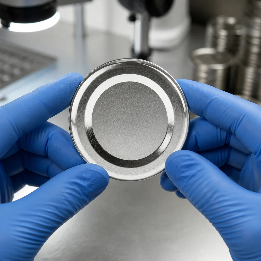 48mm BasicSeal TO48 silberner Runddeckel Edelstahloptik glänzende Metalloberfläche UNiTWIST