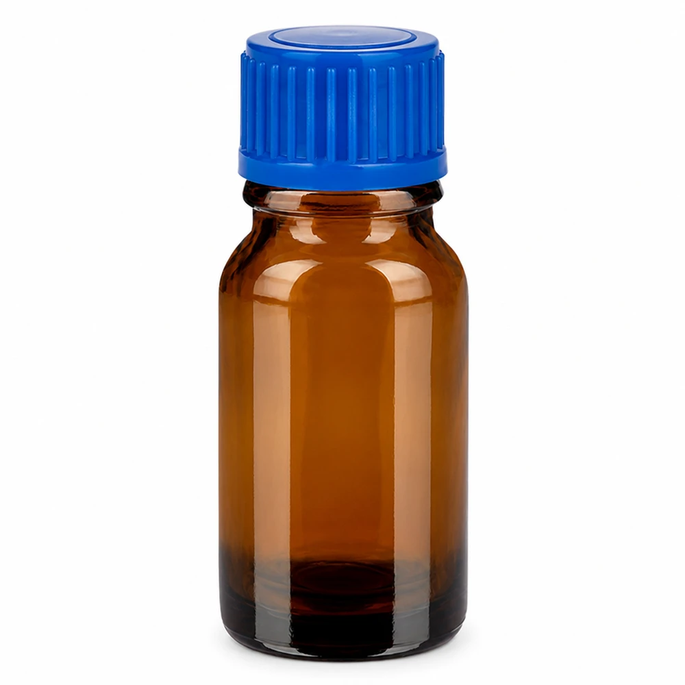 10ml Flasche 11mm Schraubverschluss blau Standard BrownLine UT18/10 Hochwertige 10ml Flasche aus UV-schützendem braunem Glas mit blauem Verschluss