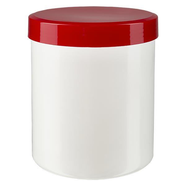 Salbenkruke 75g weiß mit rotem Schraubdeckel (Polypropylen) Salbenkruke 75g weiß mit rotem Schraubdeckel (Polypropylen)