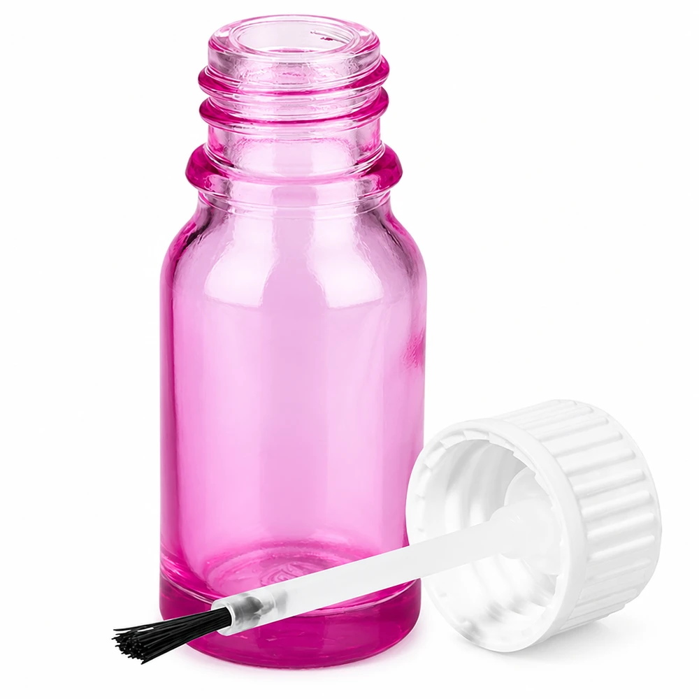 10ml Pinselflasche weiss Standard PurpleLine UT18/10 10ml Kosmetikflasche aus getöntem Glas mit praktischem Pinselaufsatz PurpleLine