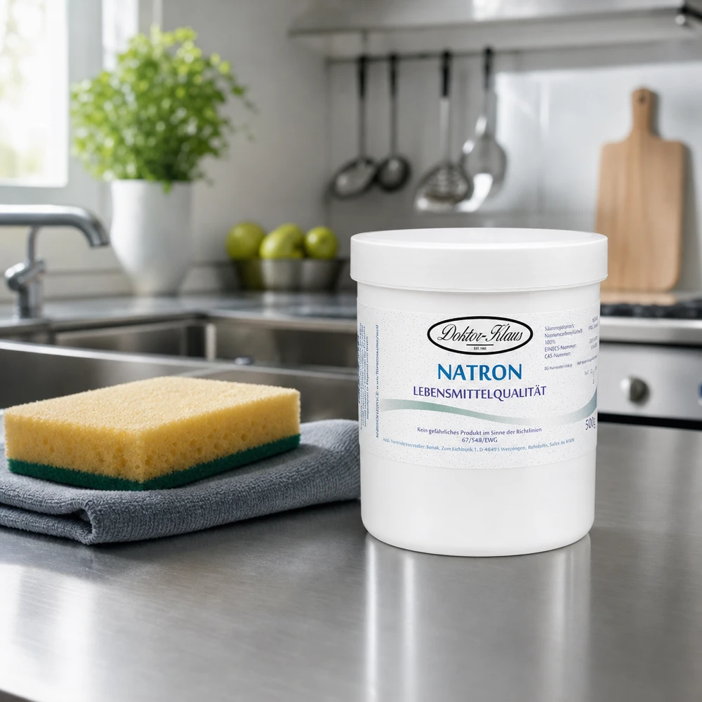 Premium Natron Doktor Klaus 500g Familienpackung für Fleckenentfernung und natürliche Küchenhygiene