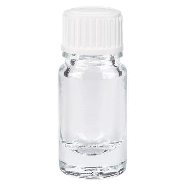 Apothekenflasche klar 5ml Tropfverschluss weiß 0.8mm Standard Apothekenflasche klar 5ml Tropfverschluss weiß 0.8mm Standard