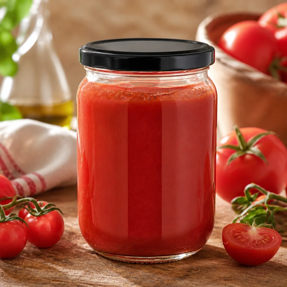 555ml Rundglas + BasicSeal Deckel schwarz UNiTWIST 555ml Vorratsglas UniTwist mit BasicSeal Deckel schwarz für haltbare Tomatenprodukte