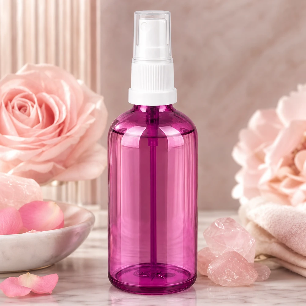100ml Sprayflasche weiss/transparent Standard PurpleLine UT18/100 Stilvolle 100ml Pumpflasche mit ergonomischem Design in Purple Line Serie für den täglichen Gebrauch